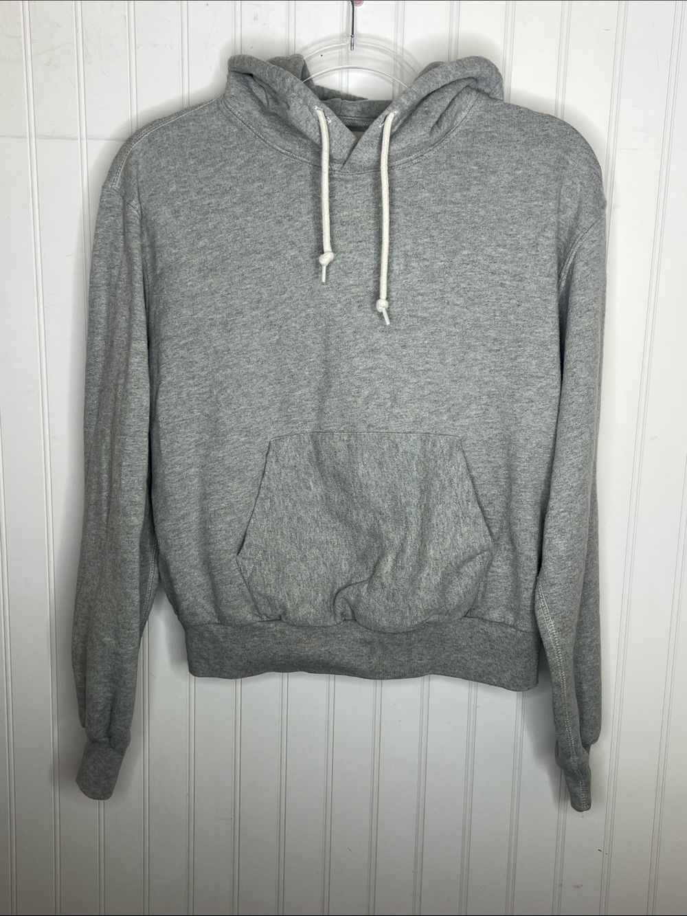 Buck Mason Heather Gray Pullover Hoodie with Drawstring